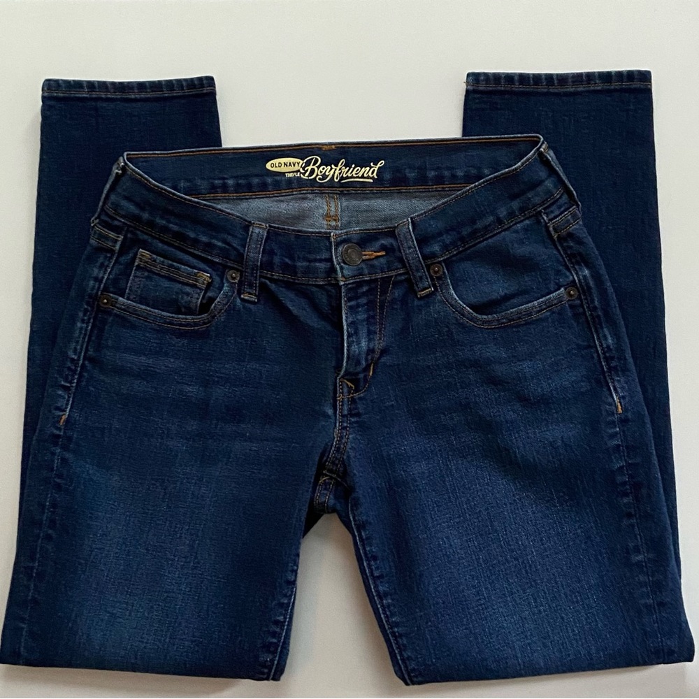 Old Navy Boyfriend Jeans, Classic Stretch Skinny Jeans, Dark Wash Denim Size: 0